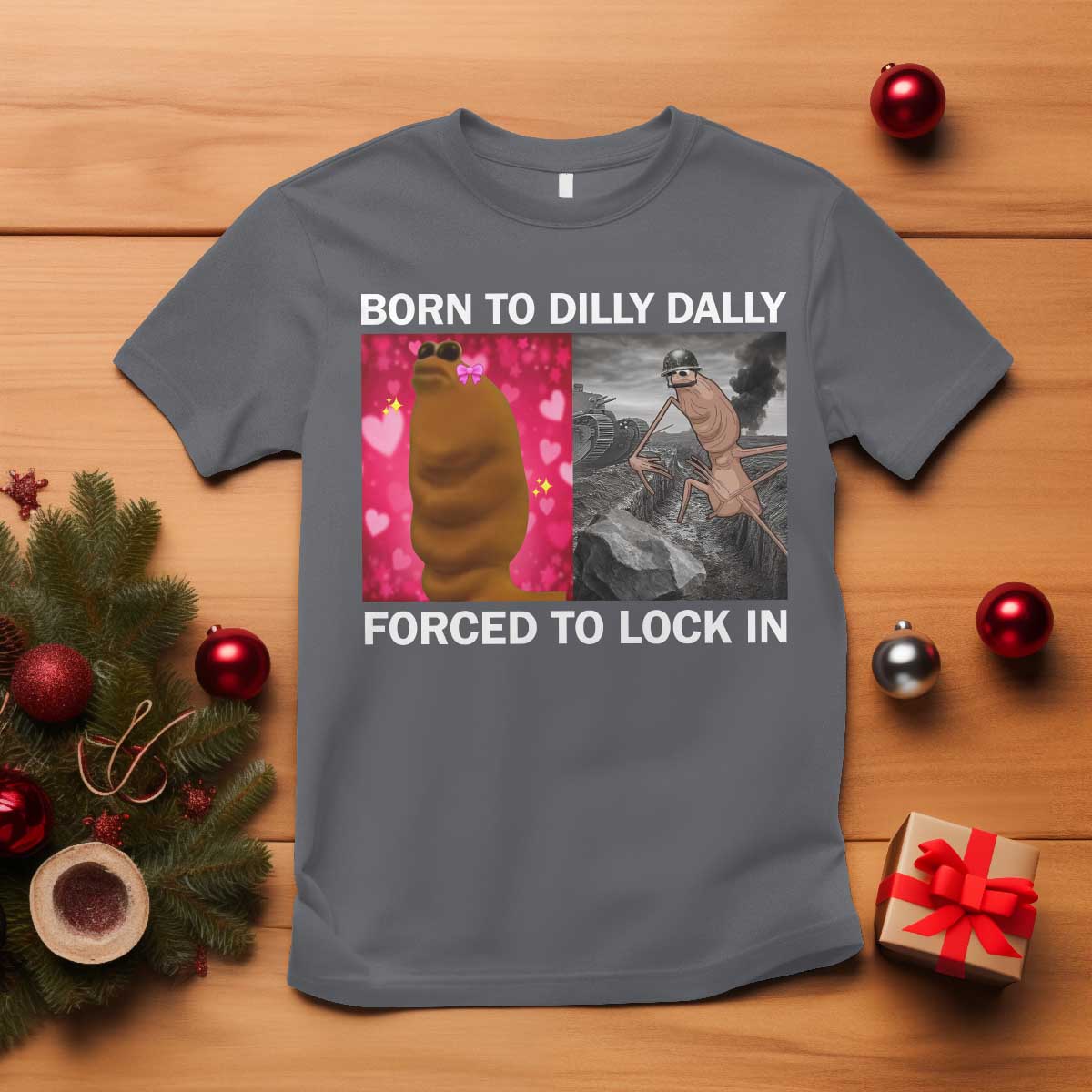 Marcus The Worm Meme T Shirt Born To Dilly Dally Forced To Lock In Funny Cute Brainrot TS10 Charcoal Print Your Wear