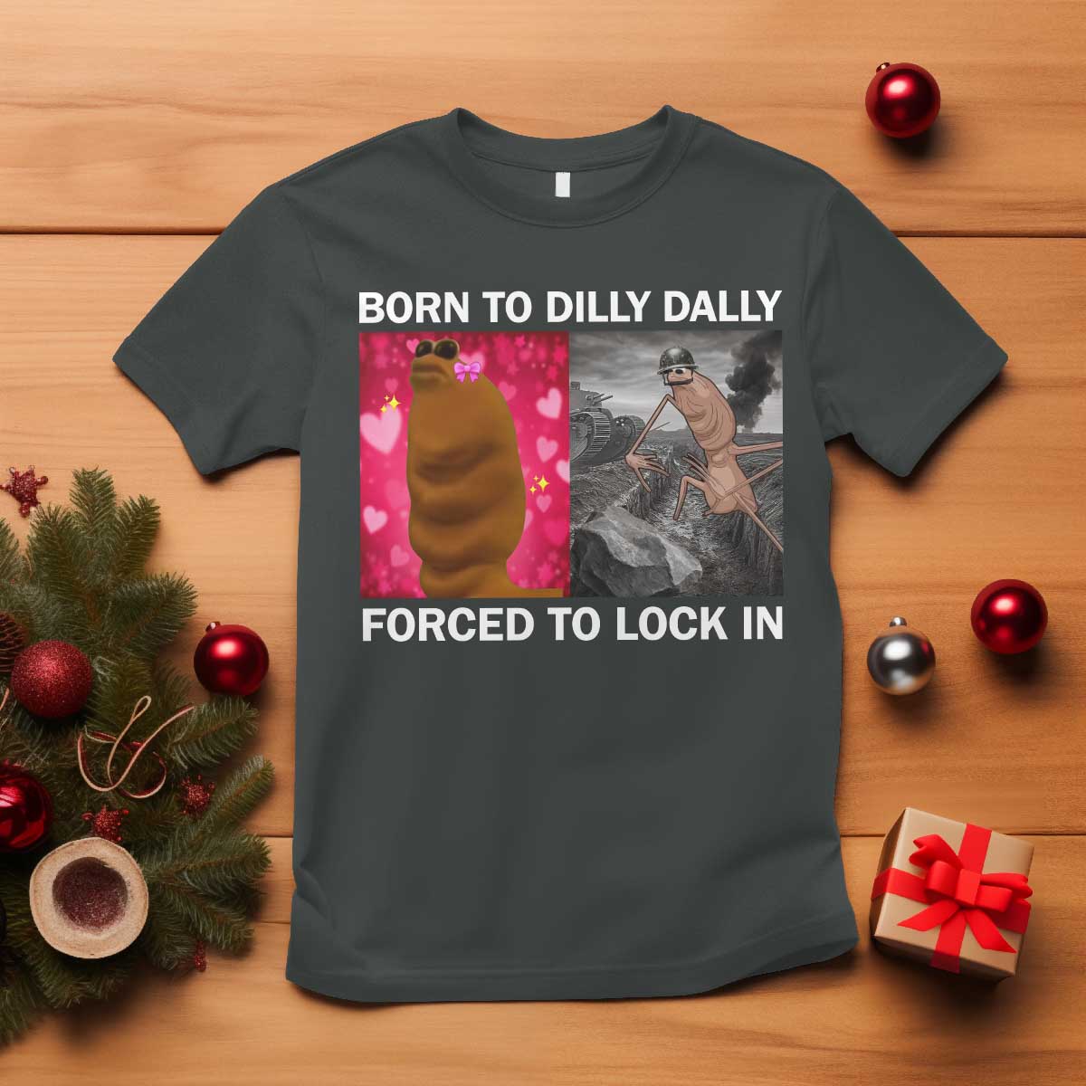 Marcus The Worm Meme T Shirt Born To Dilly Dally Forced To Lock In Funny Cute Brainrot TS10 Dark Heather Print Your Wear