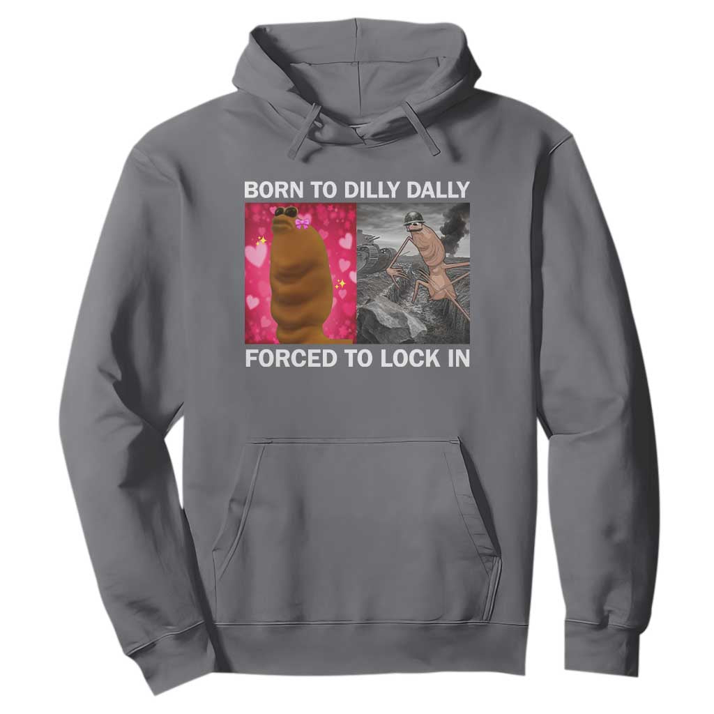 Marcus The Worm Meme Hoodie Born To Dilly Dally Forced To Lock In Funny Cute Brainrot TS10 Charcoal Print Your Wear