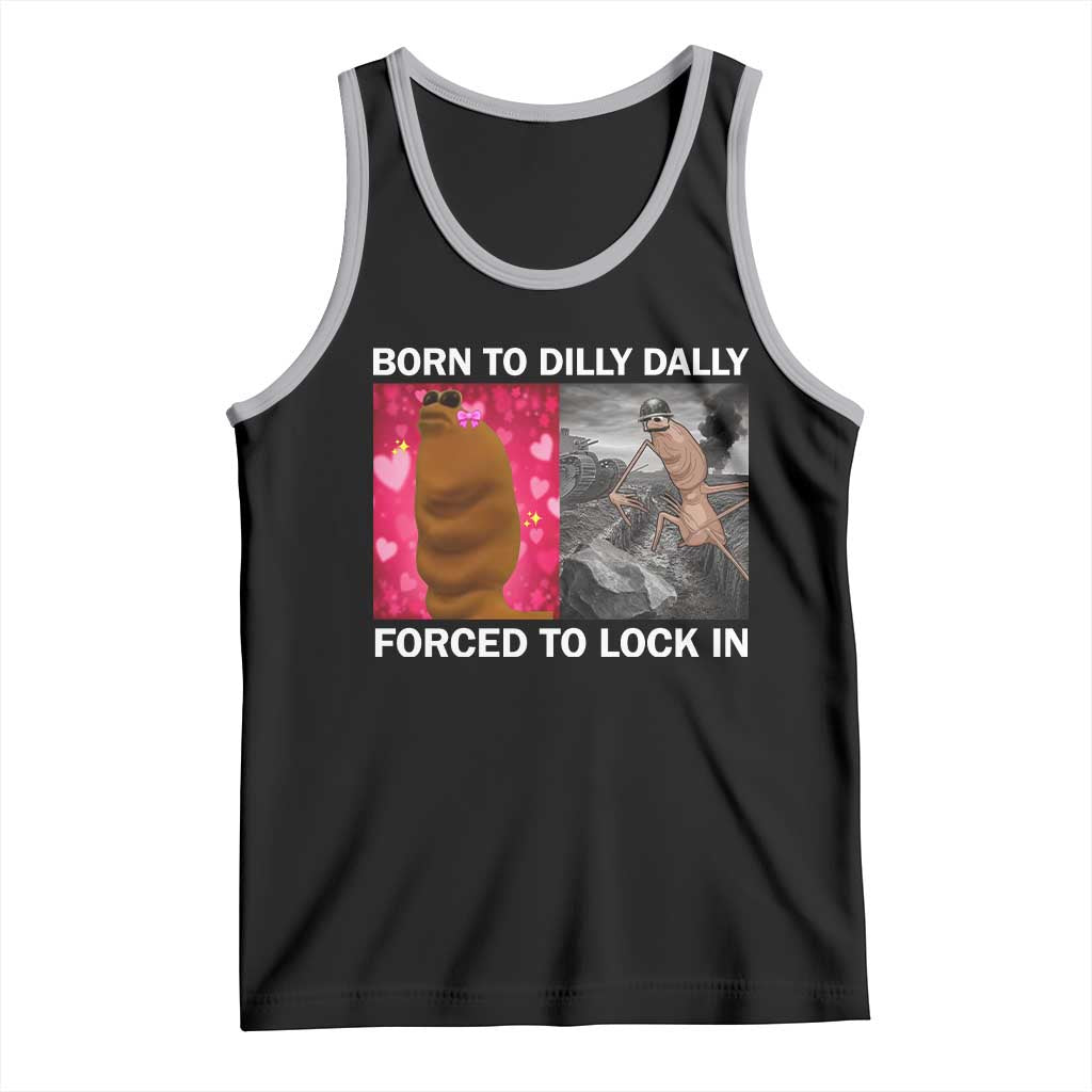 Marcus The Worm Meme Tank Top Born To Dilly Dally Forced To Lock In Funny Cute Brainrot TS10 Black Athletic Heather Print Your Wear
