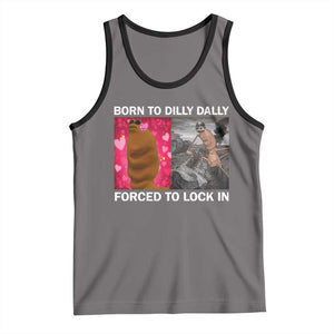 Marcus The Worm Meme Tank Top Born To Dilly Dally Forced To Lock In Funny Cute Brainrot TS10 Deep Heather Black Print Your Wear