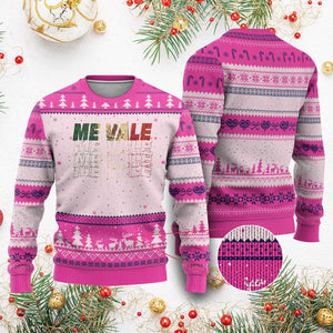 Me Vale Mexican Flag Ugly Christmas Sweater Sarcastic Saying Latino Spanish Slang TS10 Hot Pink Print Your Wear