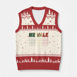 Me Vale Mexican Flag V-Neck Knit Sweater Vest Sarcastic Saying Latino Spanish Slang TS10 Beige Red Print Your Wear