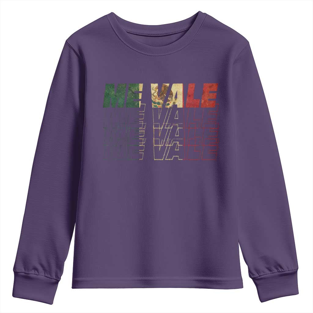Me Vale Mexican Flag Youth Sweatshirt Sarcastic Saying Latino Spanish Slang TS10 Purple Print Your Wear