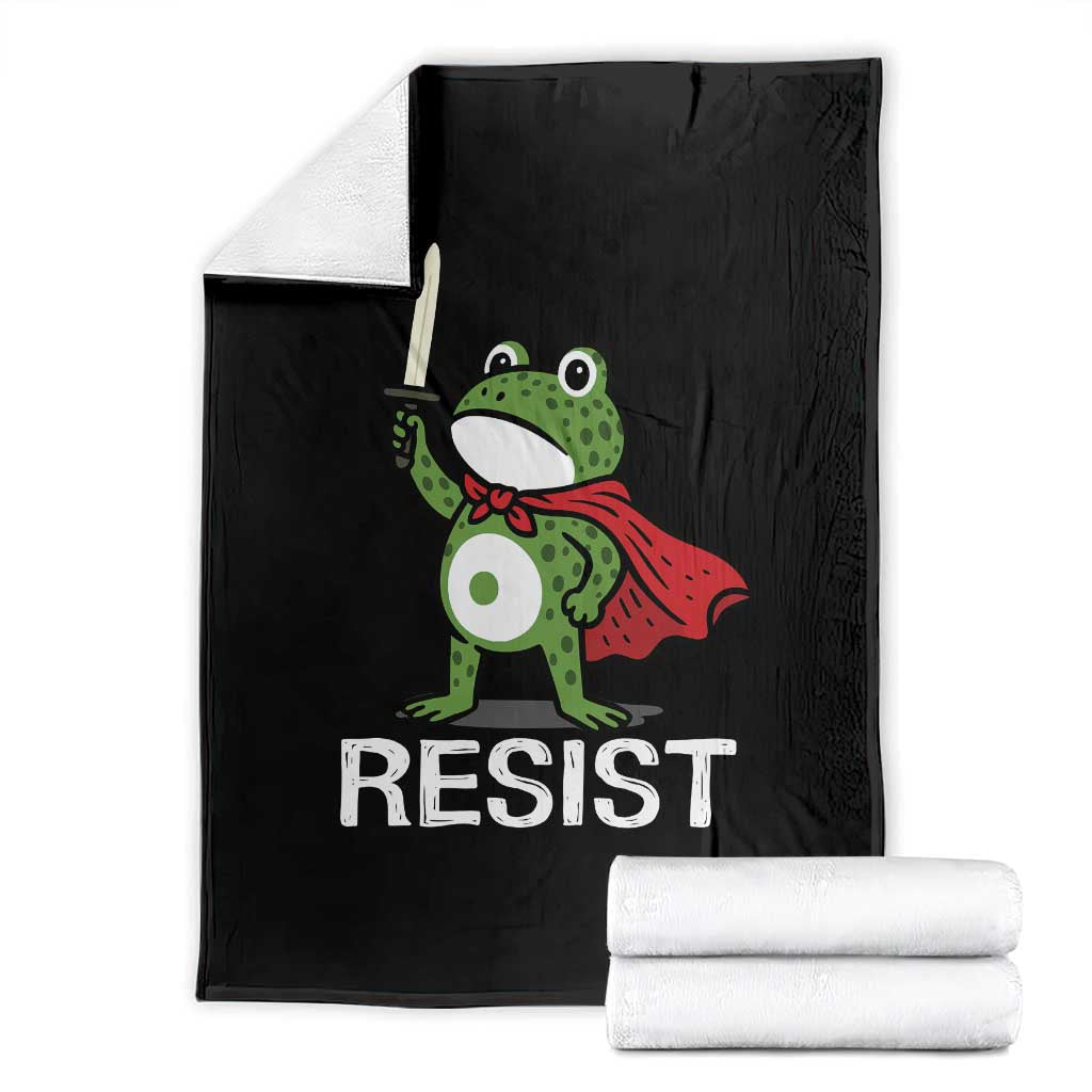 Resist Frog With Sword Throw Blanket No Kings Portland Protest TS10 Black Print Your Wear