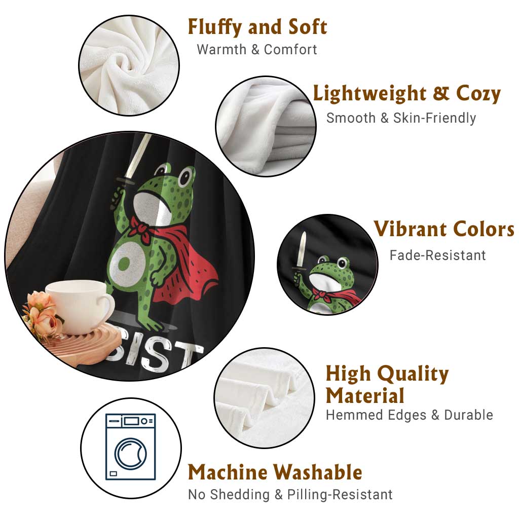 Resist Frog With Sword Throw Blanket No Kings Portland Protest TS10 Print Your Wear