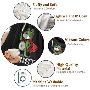 Resist Frog With Sword Throw Blanket No Kings Portland Protest TS10 Print Your Wear