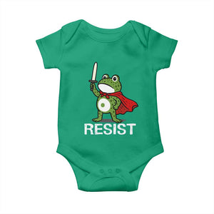 Resist Frog With Sword Baby Onesie No Kings Portland Protest TS10 Irish Green Print Your Wear