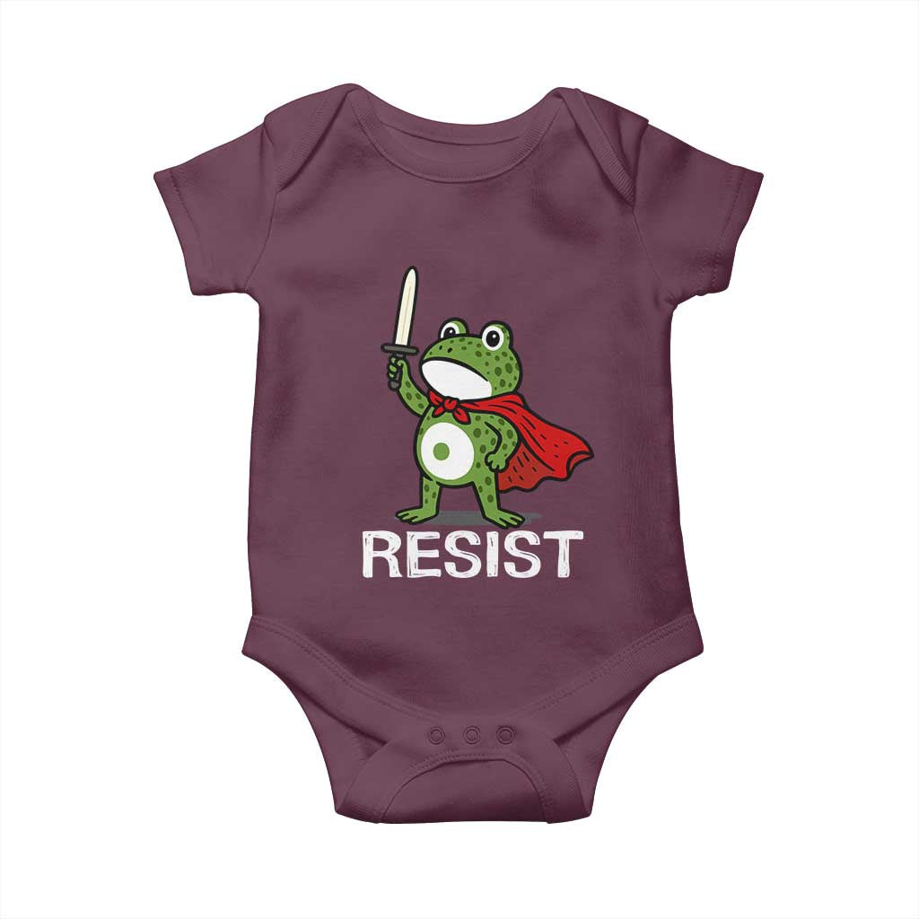 Resist Frog With Sword Baby Onesie No Kings Portland Protest TS10 Maroon Print Your Wear