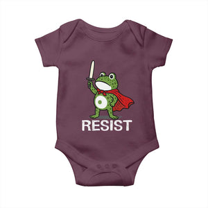 Resist Frog With Sword Baby Onesie No Kings Portland Protest TS10 Maroon Print Your Wear