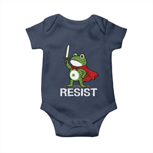 Resist Frog With Sword Baby Onesie No Kings Portland Protest TS10 Navy Print Your Wear