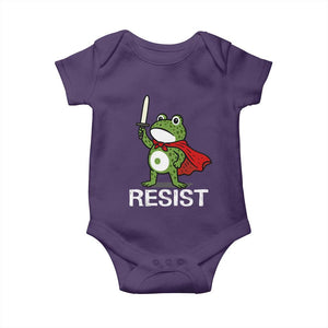 Resist Frog With Sword Baby Onesie No Kings Portland Protest TS10 Purple Print Your Wear