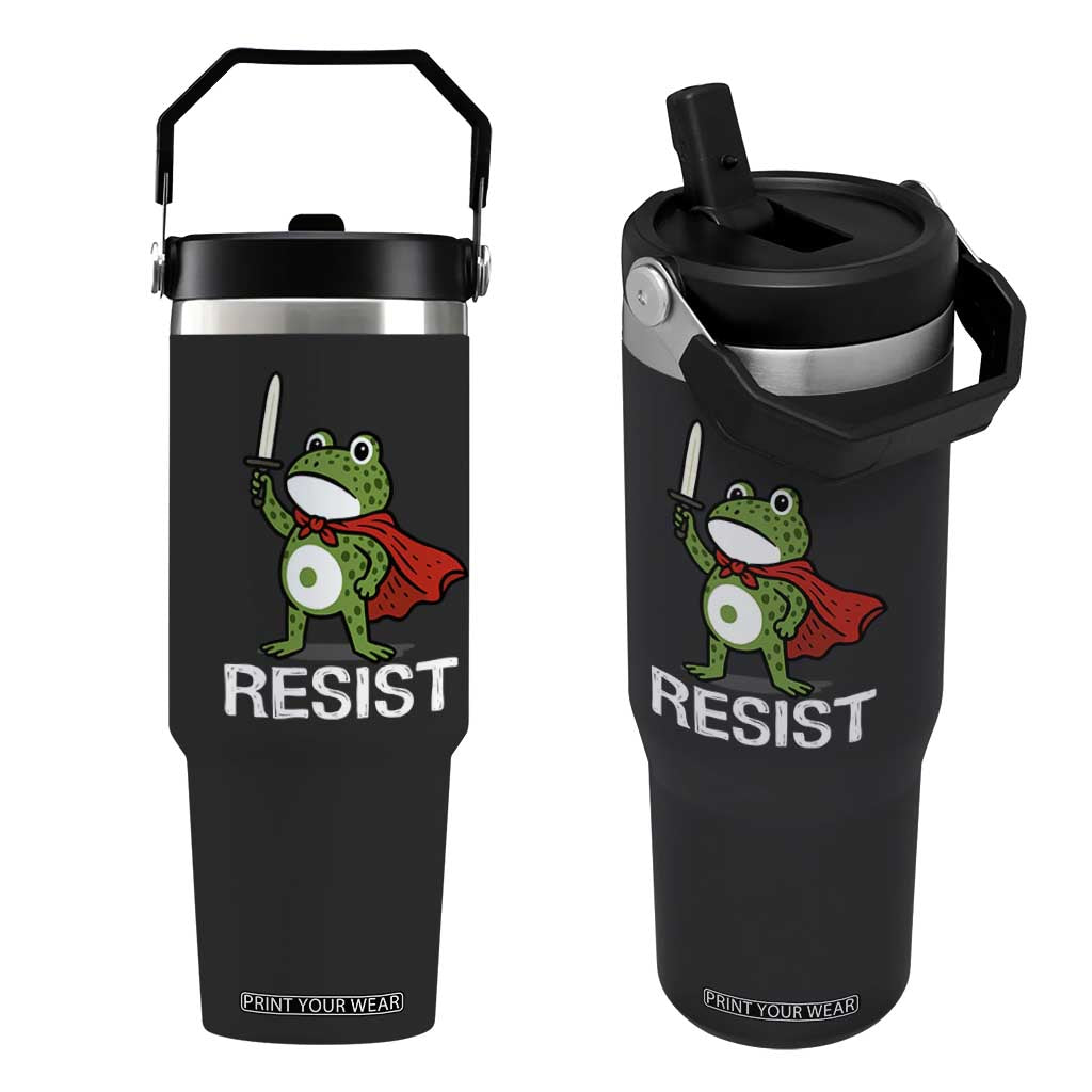 Resist Frog With Sword Flip Straw Tumbler No Kings Portland Protest TS10 One Size: 30 oz Black Print Your Wear