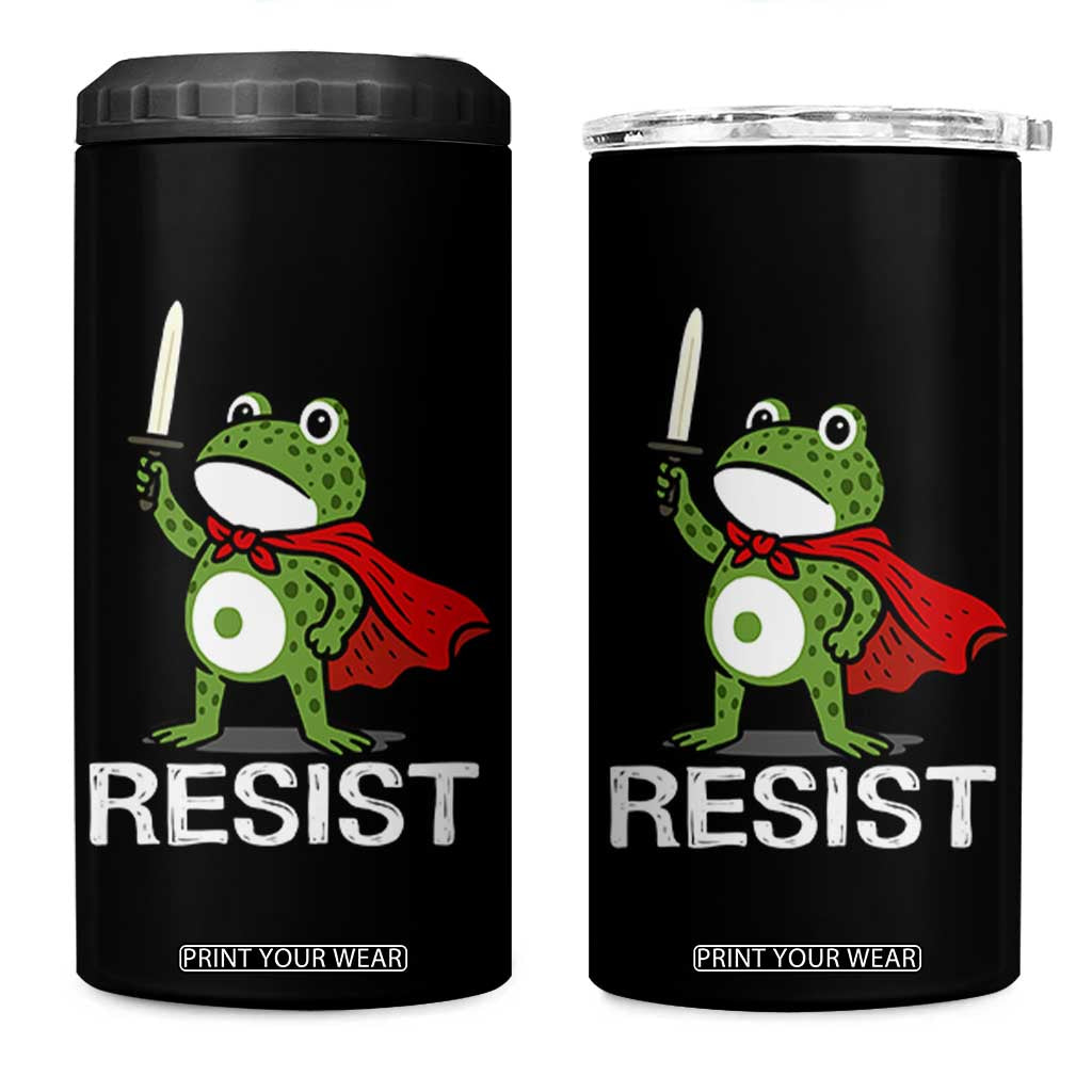 Resist Frog With Sword 4 in 1 Can Cooler Tumbler No Kings Portland Protest TS10 One Size: 16 oz Black Print Your Wear