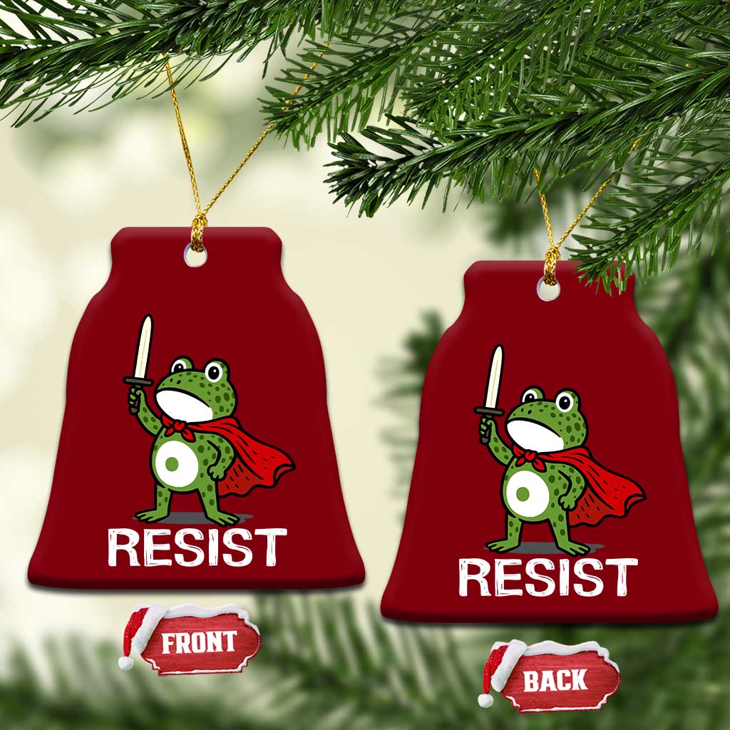 Resist Frog With Sword Ceramic Ornament No Kings Portland Protest TS10 Print Your Wear