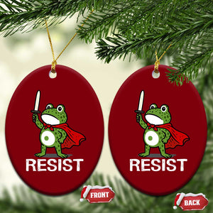 Resist Frog With Sword Ceramic Ornament No Kings Portland Protest - Print Your Wear