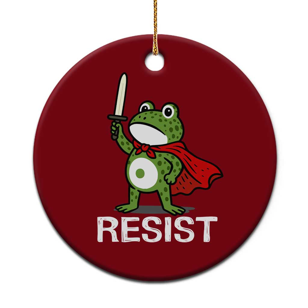 Resist Frog With Sword Ceramic Ornament No Kings Portland Protest - Print Your Wear
