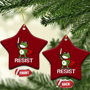 Resist Frog With Sword Ceramic Ornament No Kings Portland Protest - Print Your Wear