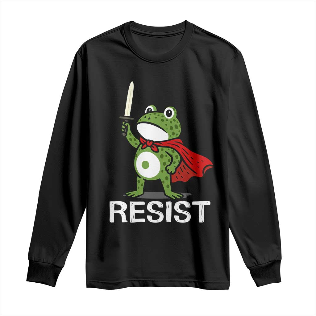 Resist Frog With Sword Long Sleeve Shirt No Kings Portland Protest TS10 Black Print Your Wear