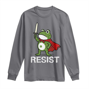 Resist Frog With Sword Long Sleeve Shirt No Kings Portland Protest TS10 Charcoal Print Your Wear