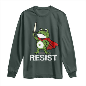 Resist Frog With Sword Long Sleeve Shirt No Kings Portland Protest TS10 Dark Forest Green Print Your Wear