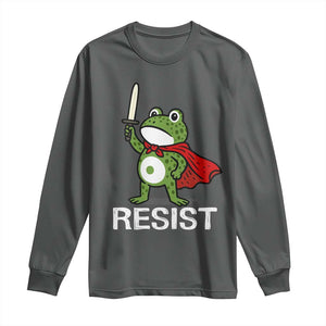 Resist Frog With Sword Long Sleeve Shirt No Kings Portland Protest TS10 Dark Heather Print Your Wear