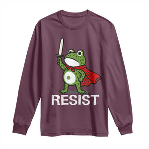 Resist Frog With Sword Long Sleeve Shirt No Kings Portland Protest TS10 Maroon Print Your Wear