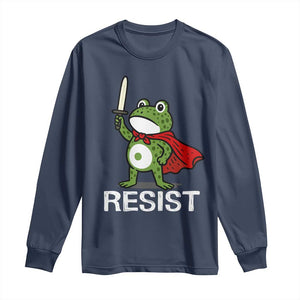 Resist Frog With Sword Long Sleeve Shirt No Kings Portland Protest TS10 Navy Print Your Wear
