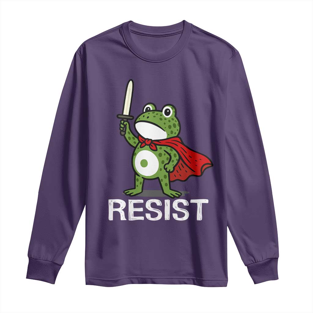 Resist Frog With Sword Long Sleeve Shirt No Kings Portland Protest TS10 Purple Print Your Wear