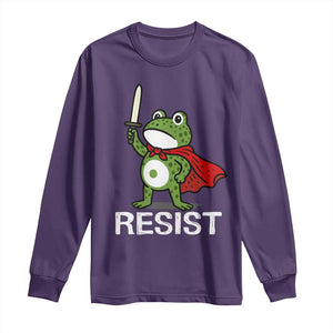 Resist Frog With Sword Long Sleeve Shirt No Kings Portland Protest TS10 Purple Print Your Wear