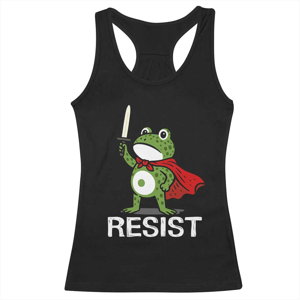 Resist Frog With Sword Racerback Tank Top No Kings Portland Protest TS10 Black Print Your Wear