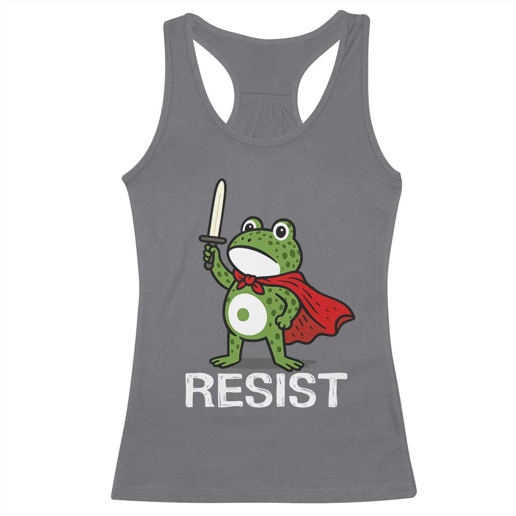 Resist Frog With Sword Racerback Tank Top No Kings Portland Protest TS10 Charcoal Print Your Wear