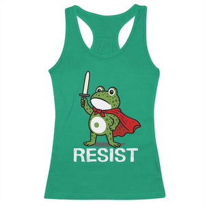 Resist Frog With Sword Racerback Tank Top No Kings Portland Protest TS10 Irish Green Print Your Wear