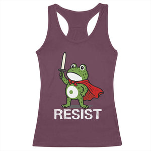 Resist Frog With Sword Racerback Tank Top No Kings Portland Protest TS10 Maroon Print Your Wear