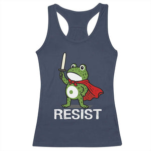 Resist Frog With Sword Racerback Tank Top No Kings Portland Protest TS10 Navy Print Your Wear