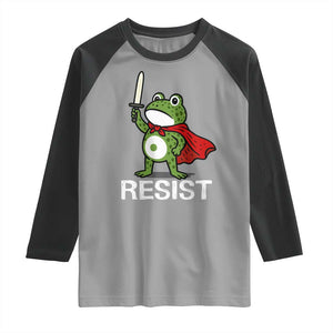 Resist Frog With Sword Raglan Shirt No Kings Portland Protest TS10 Sport Gray Black Print Your Wear