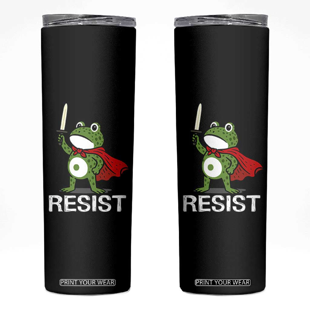 Resist Frog With Sword Skinny Tumbler No Kings Portland Protest TS10 Black Print Your Wear