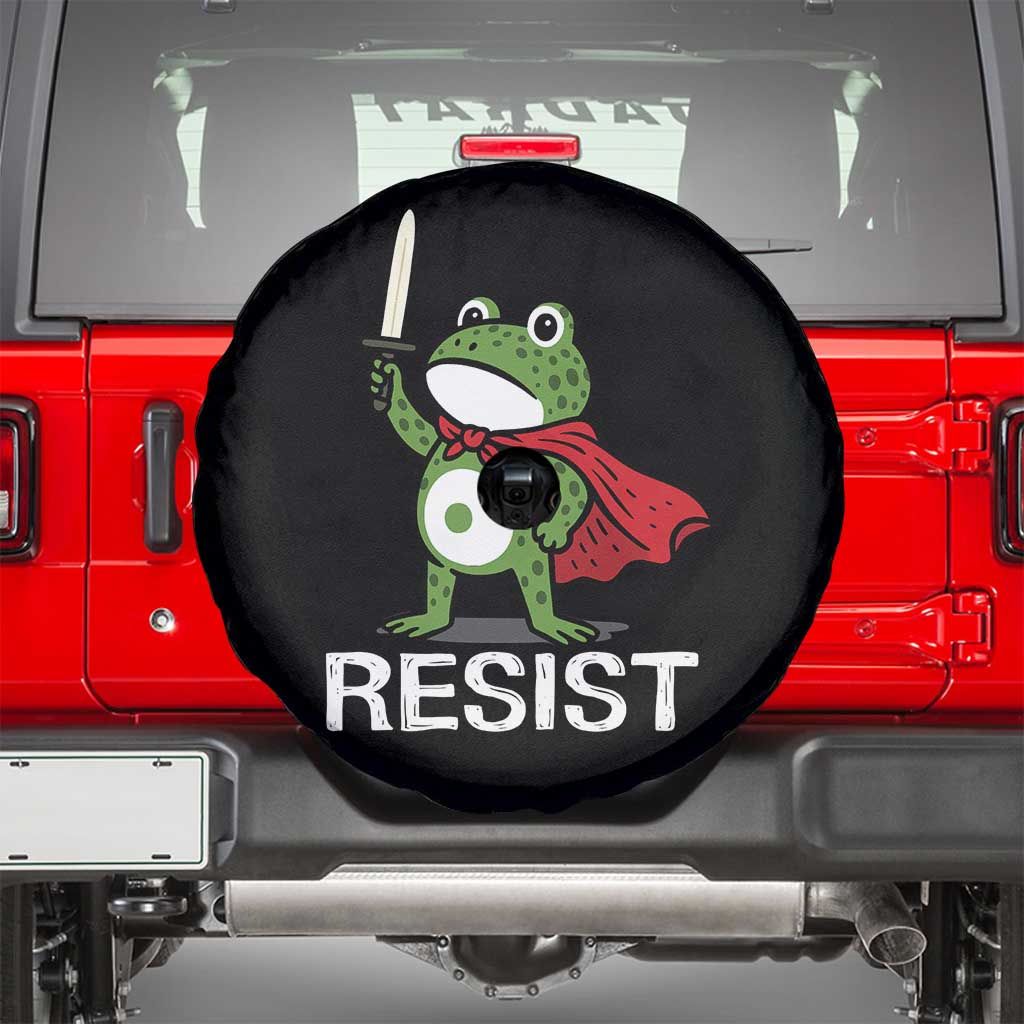 Resist Frog With Sword Spare Tire Cover No Kings Portland Protest TS10 Black Print Your Wear