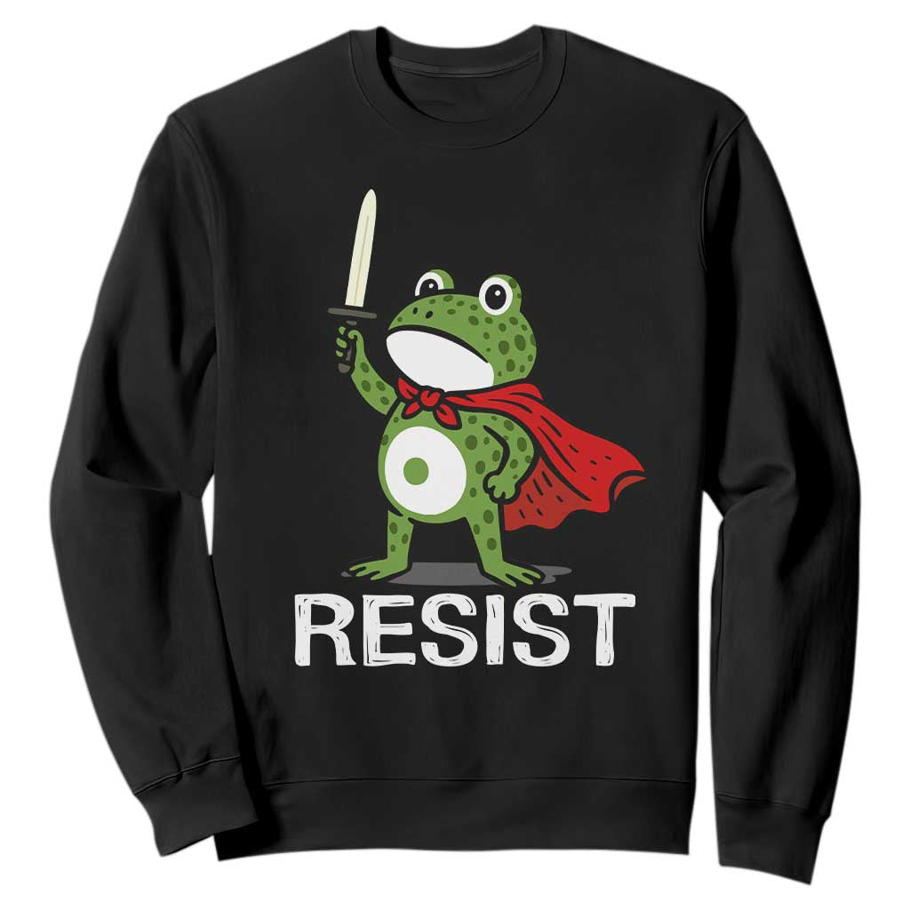 Resist Frog With Sword Sweatshirt No Kings Portland Protest TS10 Black Print Your Wear