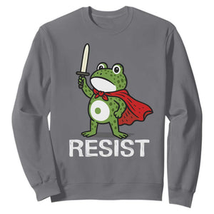 Resist Frog With Sword Sweatshirt No Kings Portland Protest TS10 Charcoal Print Your Wear