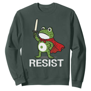 Resist Frog With Sword Sweatshirt No Kings Portland Protest TS10 Dark Forest Green Print Your Wear