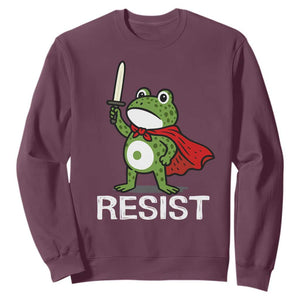 Resist Frog With Sword Sweatshirt No Kings Portland Protest TS10 Maroon Print Your Wear