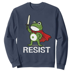 Resist Frog With Sword Sweatshirt No Kings Portland Protest TS10 Navy Print Your Wear