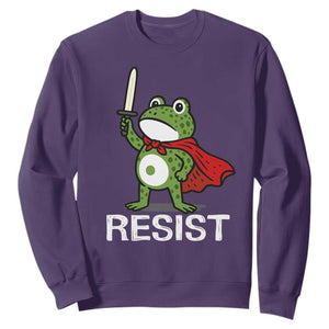 Resist Frog With Sword Sweatshirt No Kings Portland Protest TS10 Purple Print Your Wear