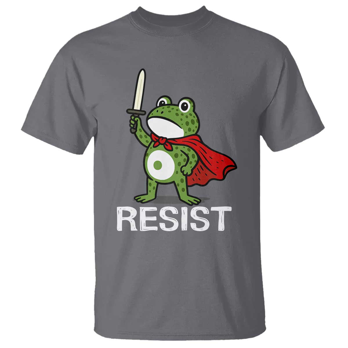 Resist Frog With Sword T Shirt No Kings Portland Protest TS10 Charcoal Print Your Wear