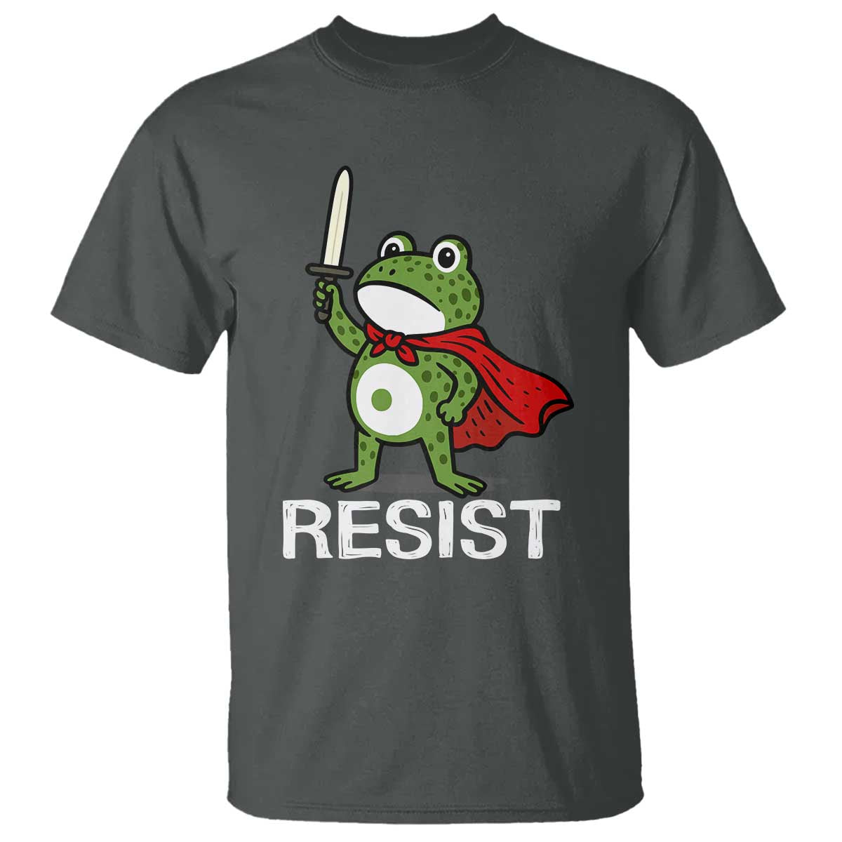 Resist Frog With Sword T Shirt No Kings Portland Protest TS10 Dark Heather Print Your Wear