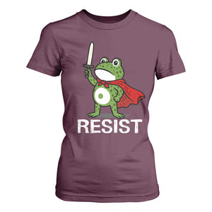 Resist Frog With Sword T Shirt For Women No Kings Portland Protest TS10 Maroon Print Your Wear