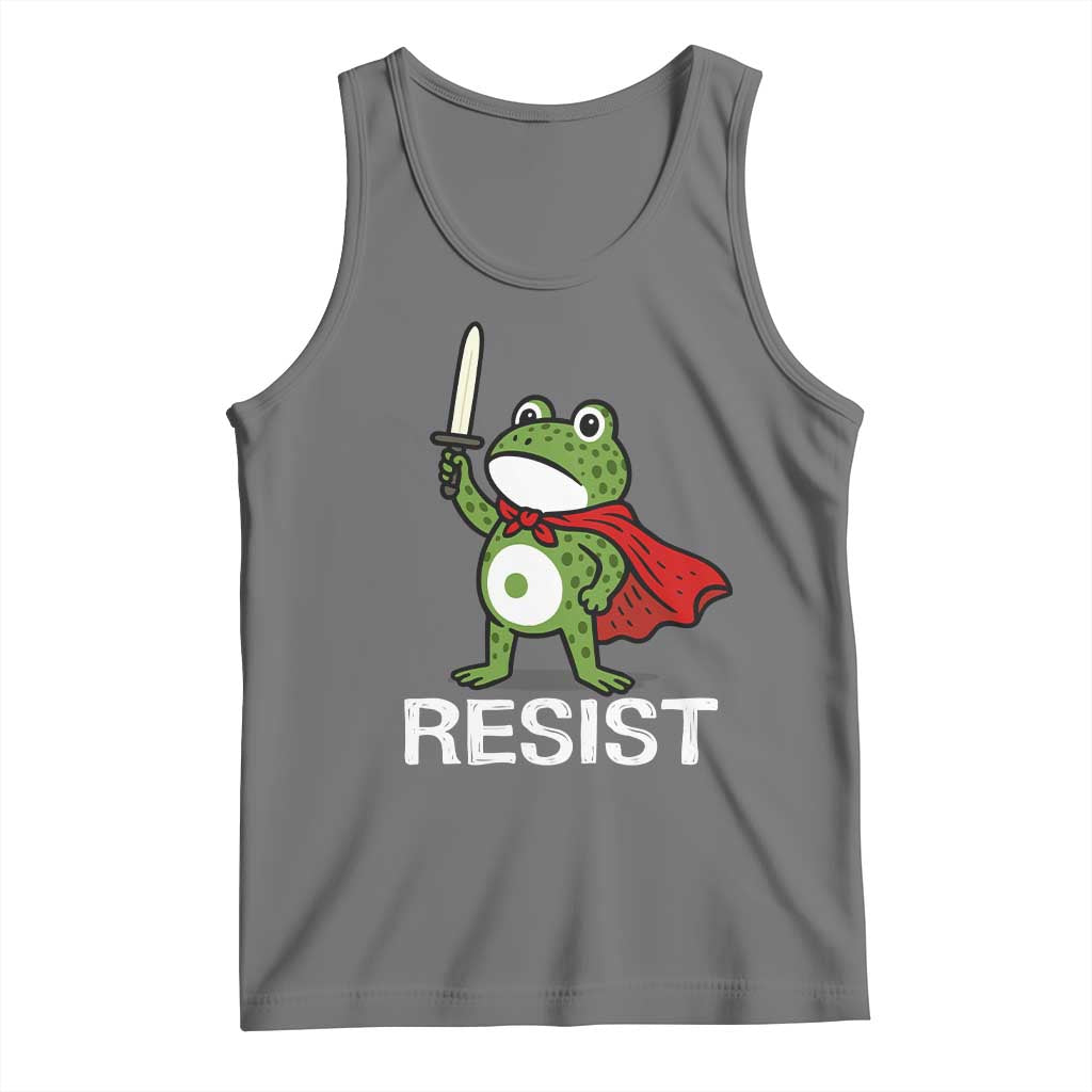 Resist Frog With Sword Tank Top No Kings Portland Protest TS10 Black Heather Print Your Wear