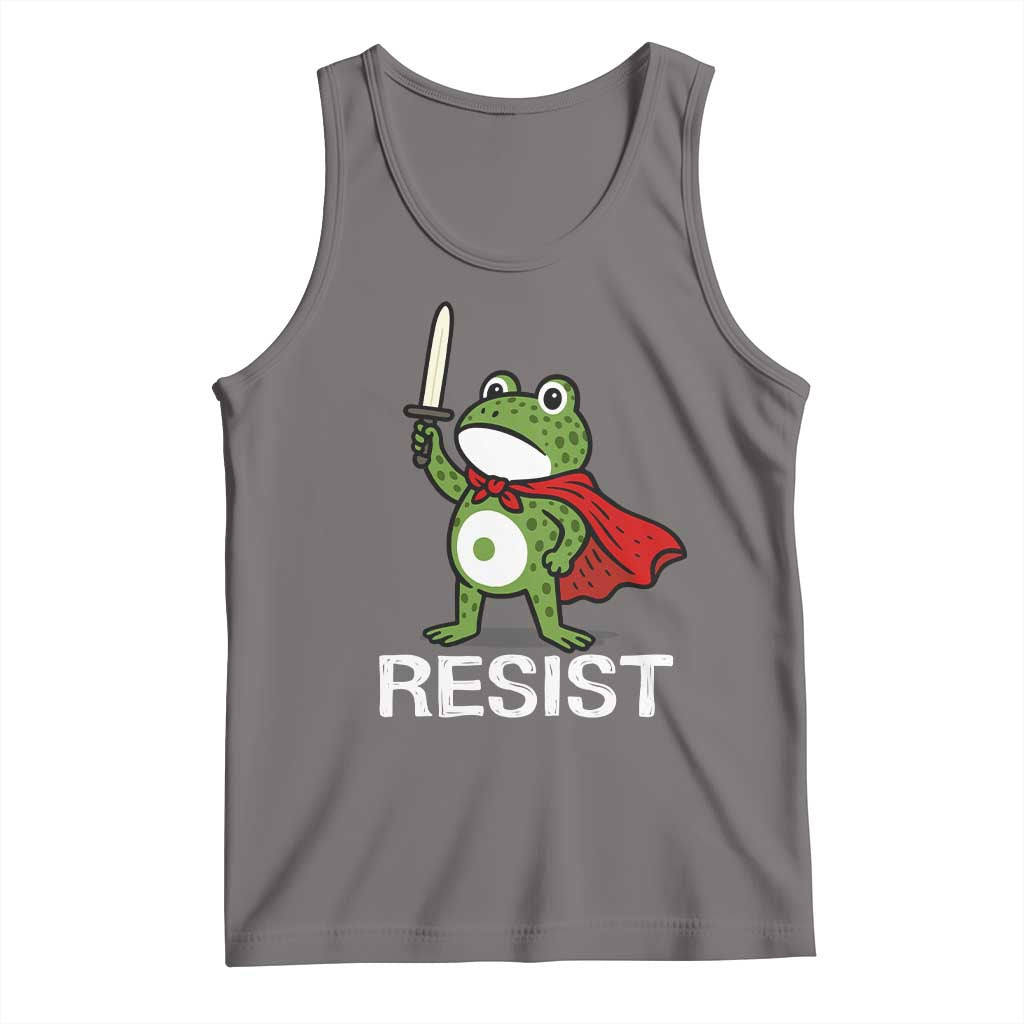 Resist Frog With Sword Tank Top No Kings Portland Protest TS10 Deep Heather Print Your Wear