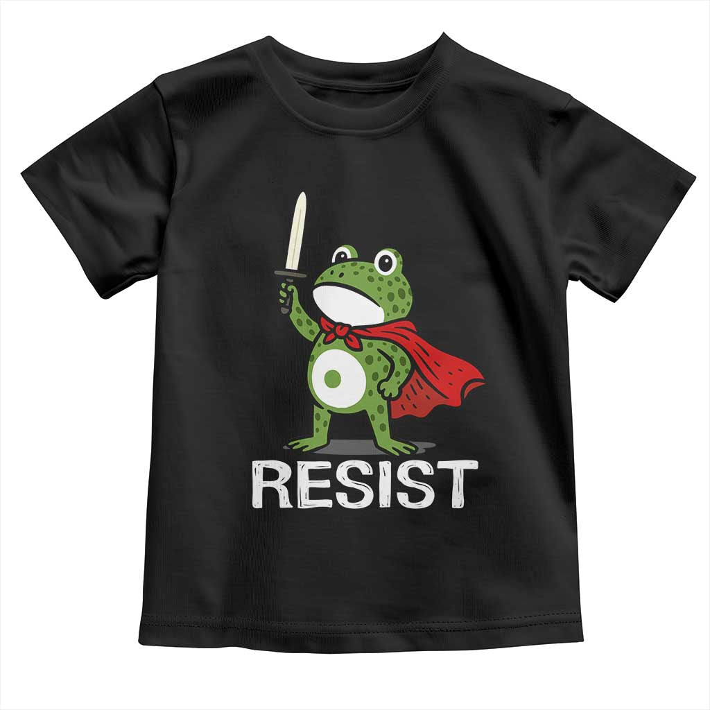 Resist Frog With Sword Toddler T Shirt No Kings Portland Protest TS10 Black Print Your Wear